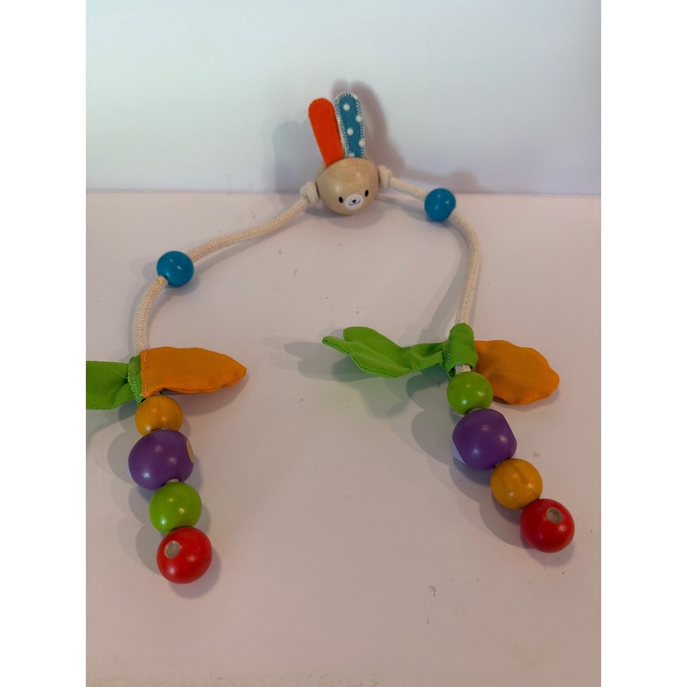 PlanToys Wooden Bunny‎ Stroller Toy Sensory Activity Bead Accessory Multicolor